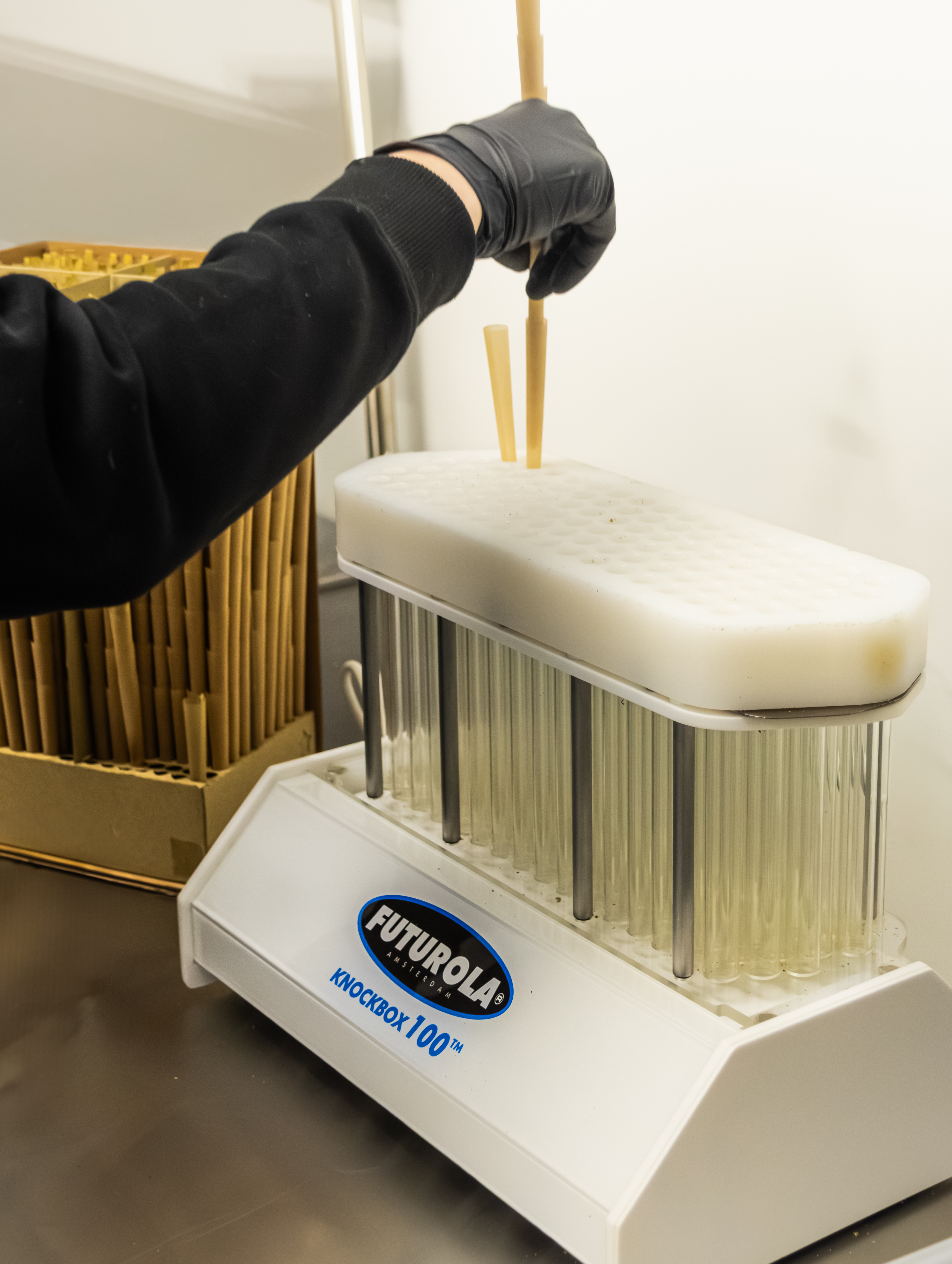 Futurola Knockbox cone-filling machine in operation